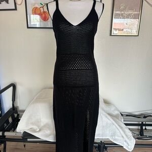 Forever 21 Black Crochet Backless Dress